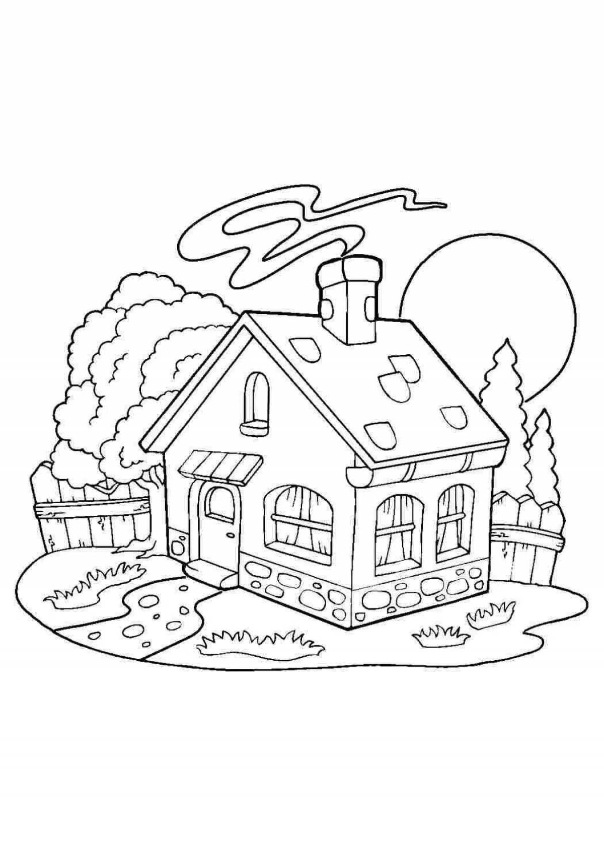 Coloring book magical educational house