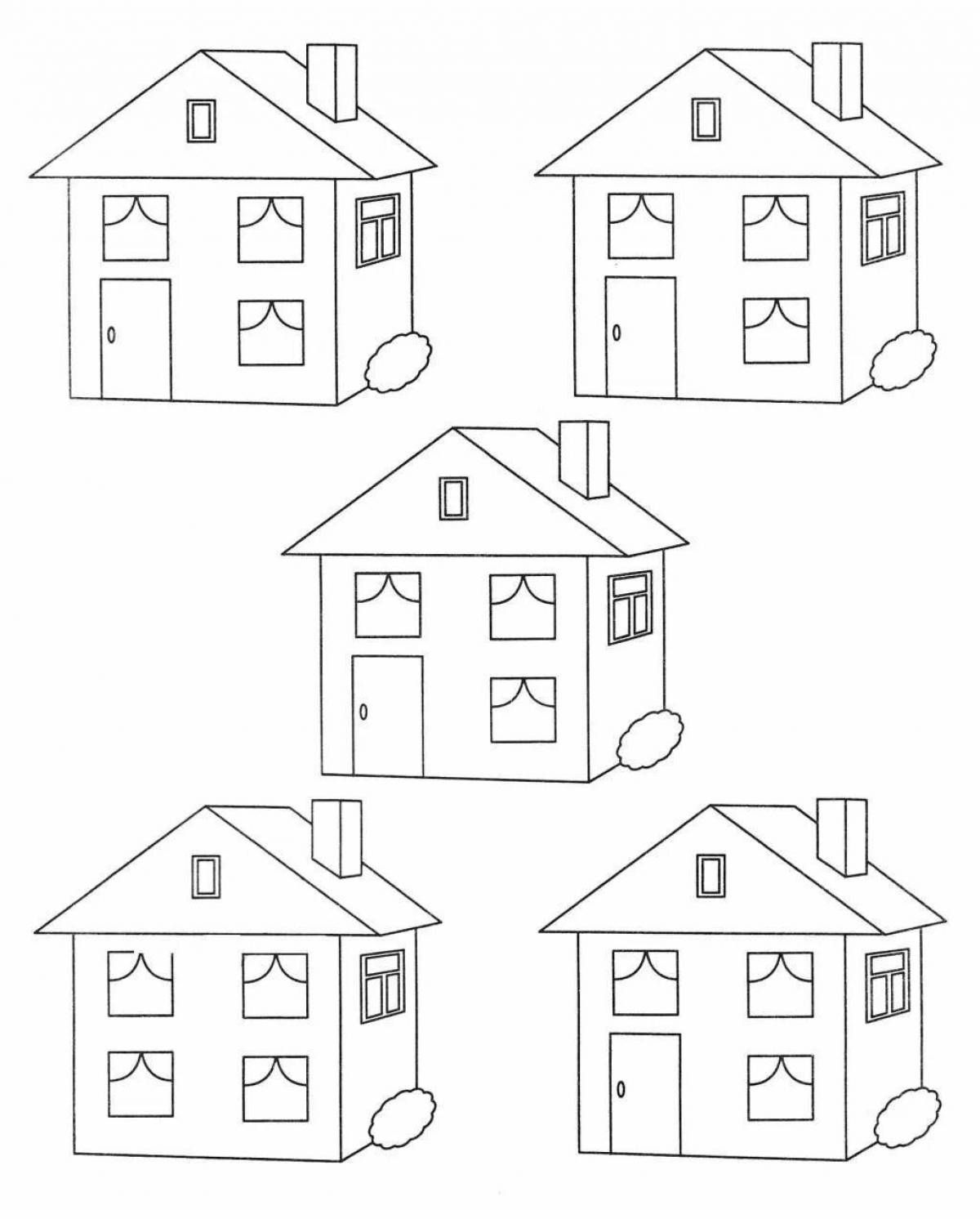 Coloring book inviting educational house