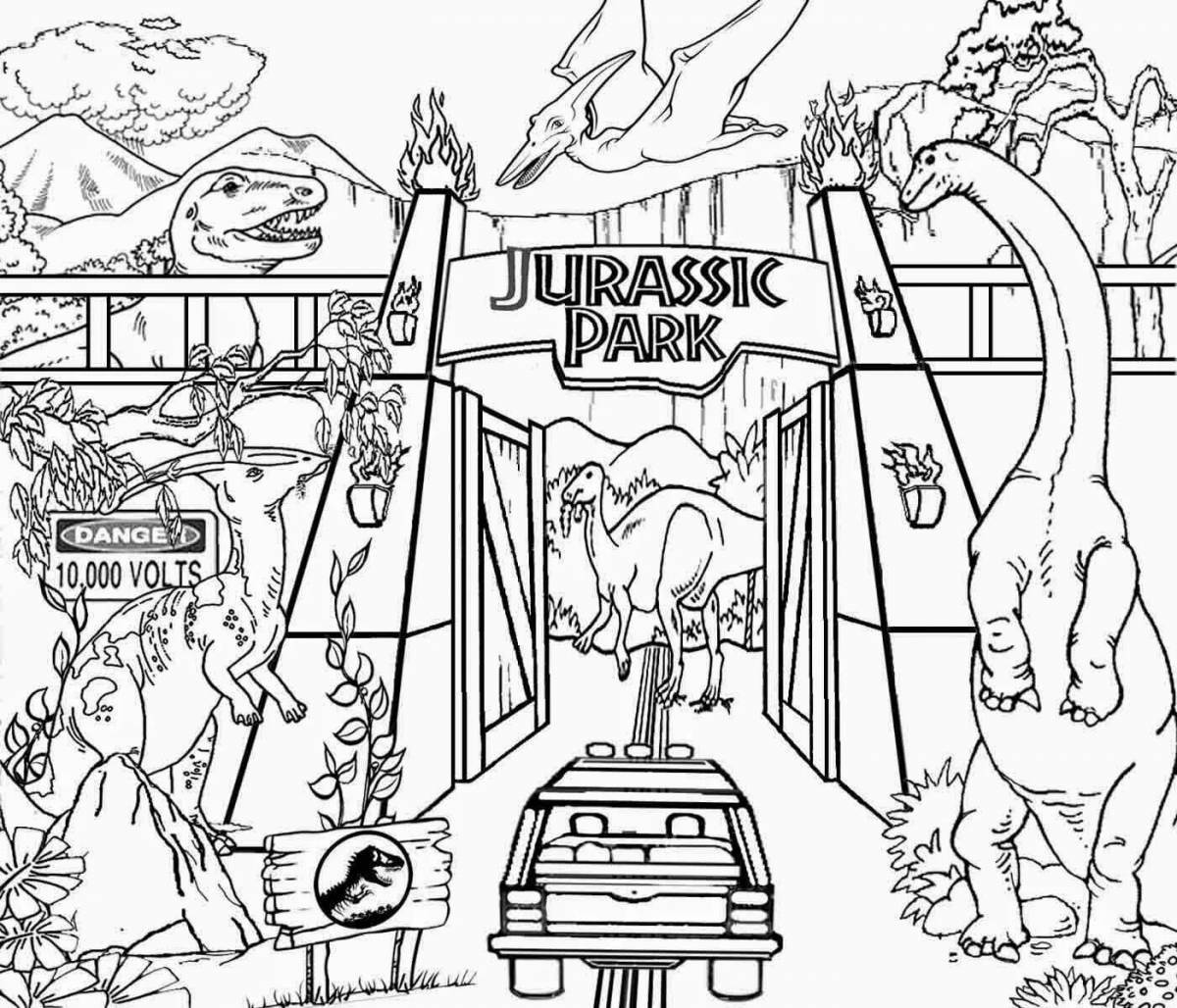 Glowing Jurassic Park coloring page