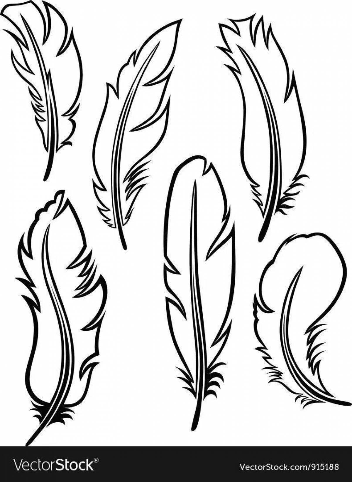 Coloring page delicate feather pattern