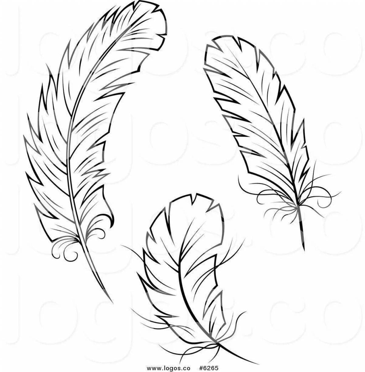 Coloring page with bold feather pattern