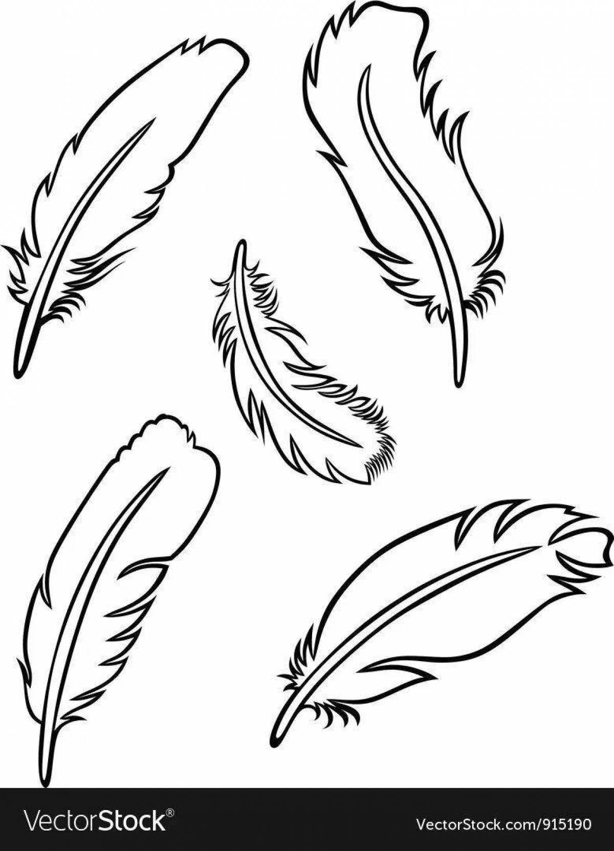 Coloring book with bright feather pattern