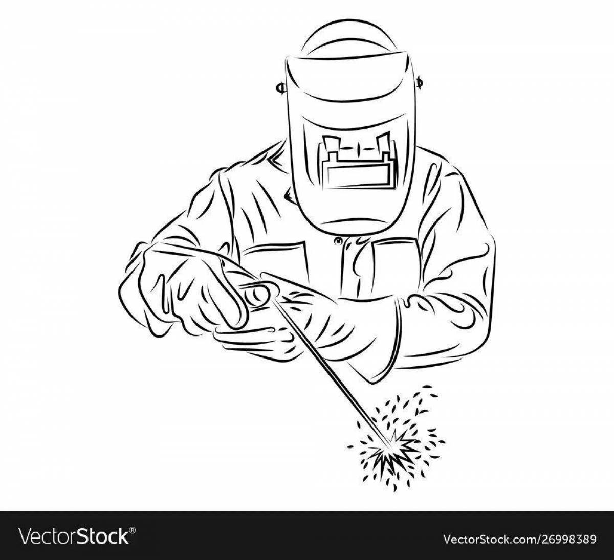 Welder bright coloring page