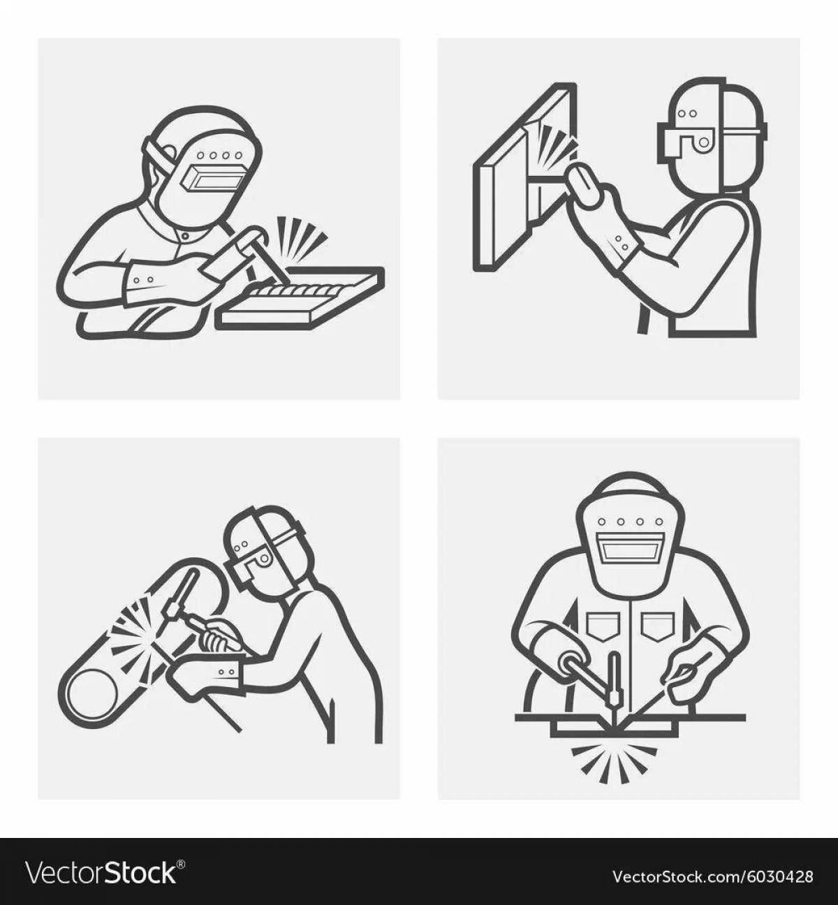 Playful welder coloring page
