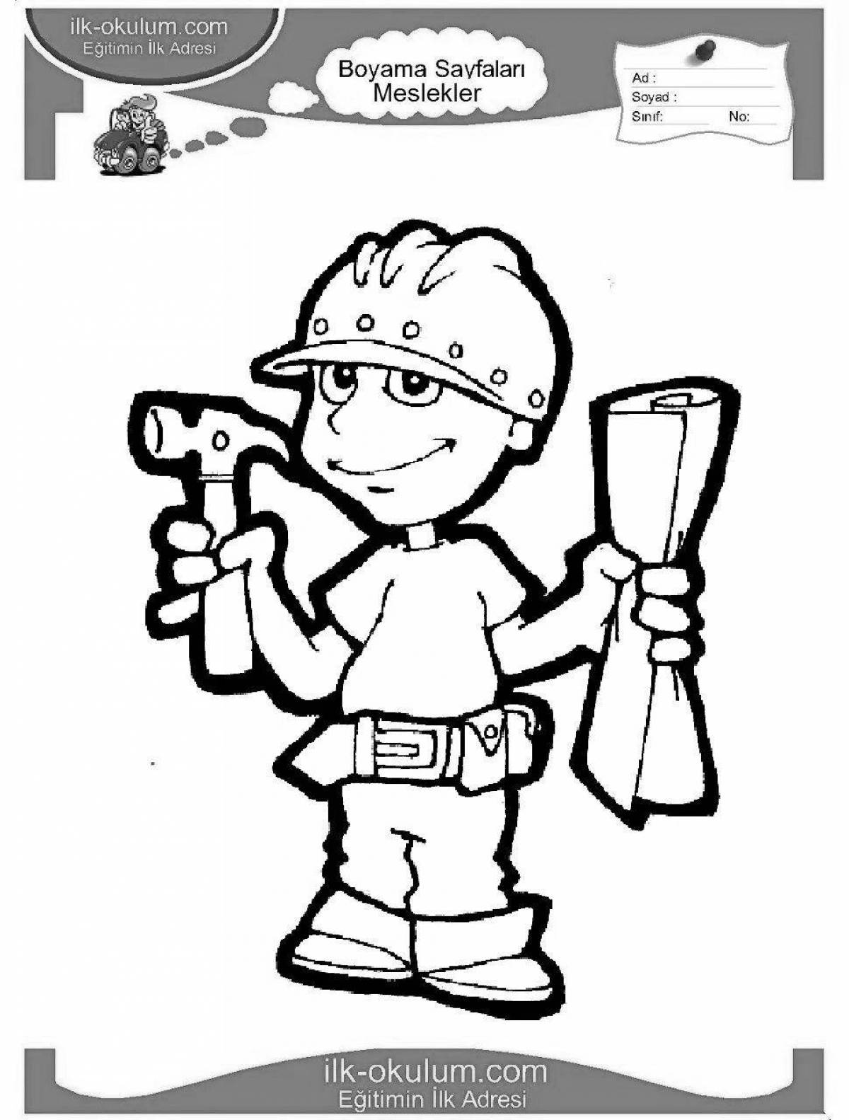 Charming welder coloring page