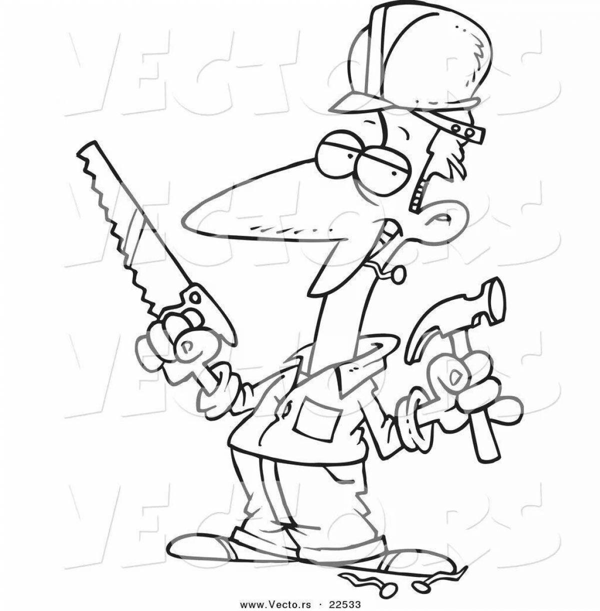 Attractive welder coloring page