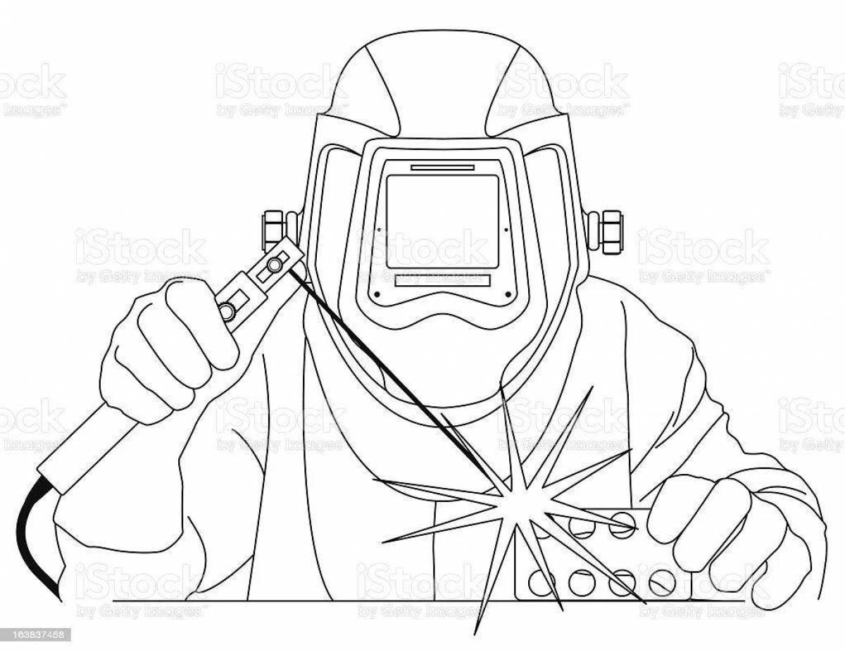 Coloring page sophisticated welder