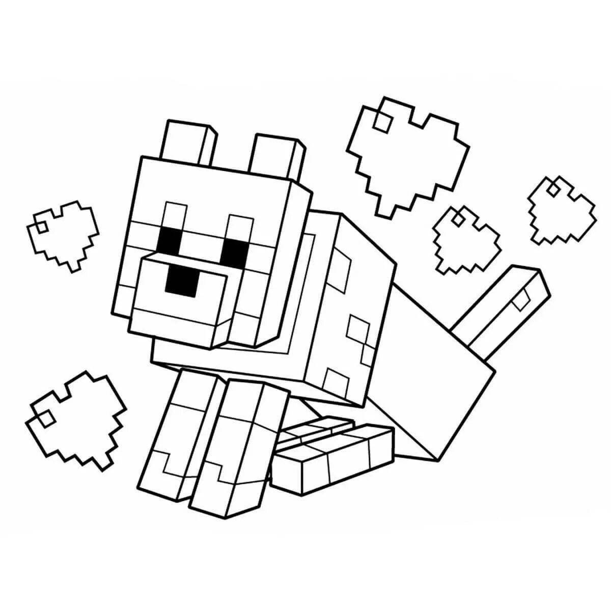 Colorful whiskas minecraft coloring page