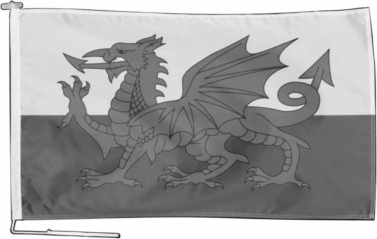 Раскраска великолепный флаг уэльса