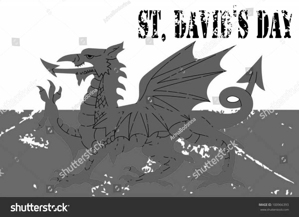 Glittering Wales flag coloring page