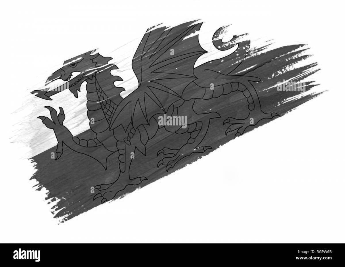 Coloring page shining flag of wales