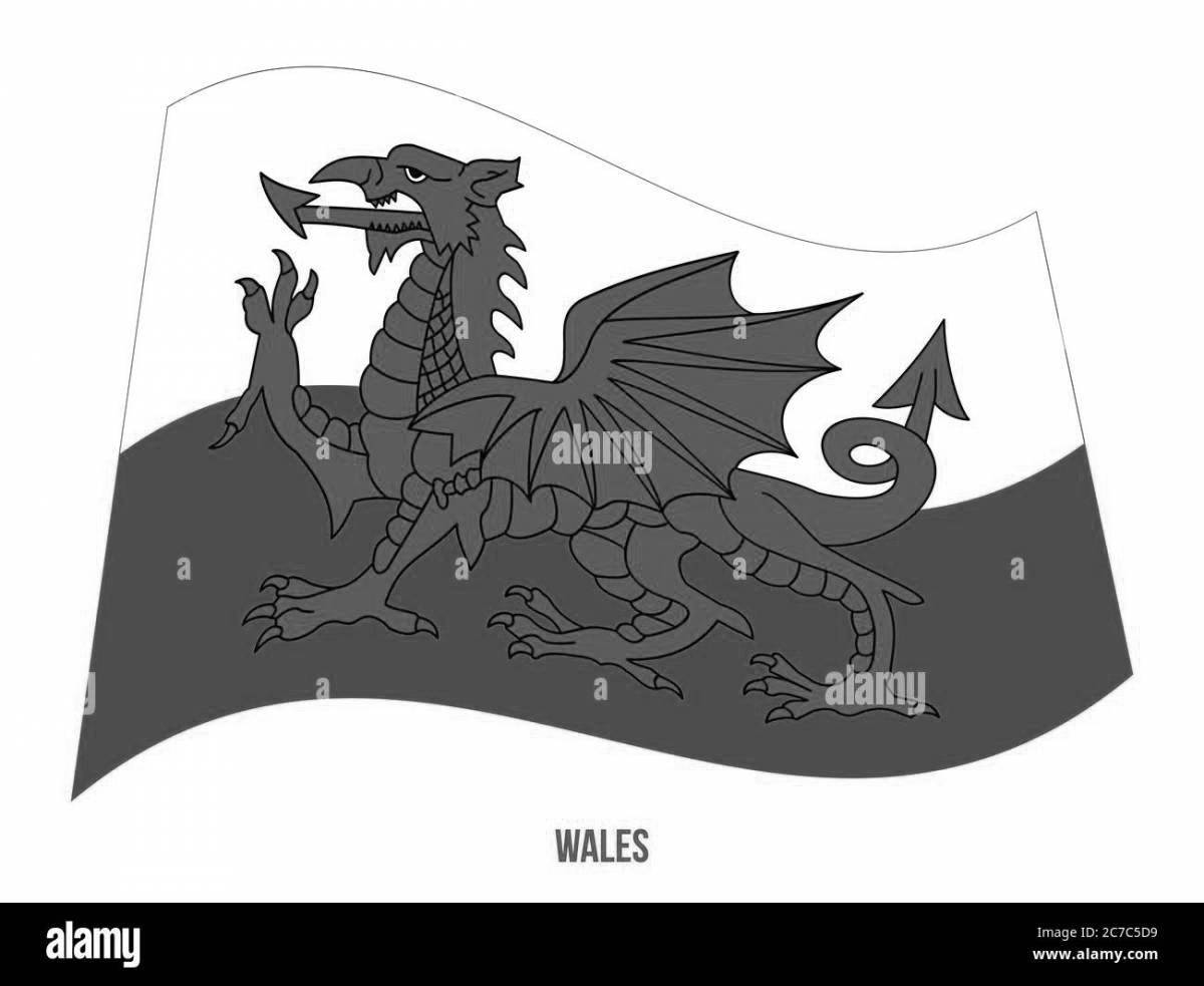 Раскраска потрясающий флаг уэльса