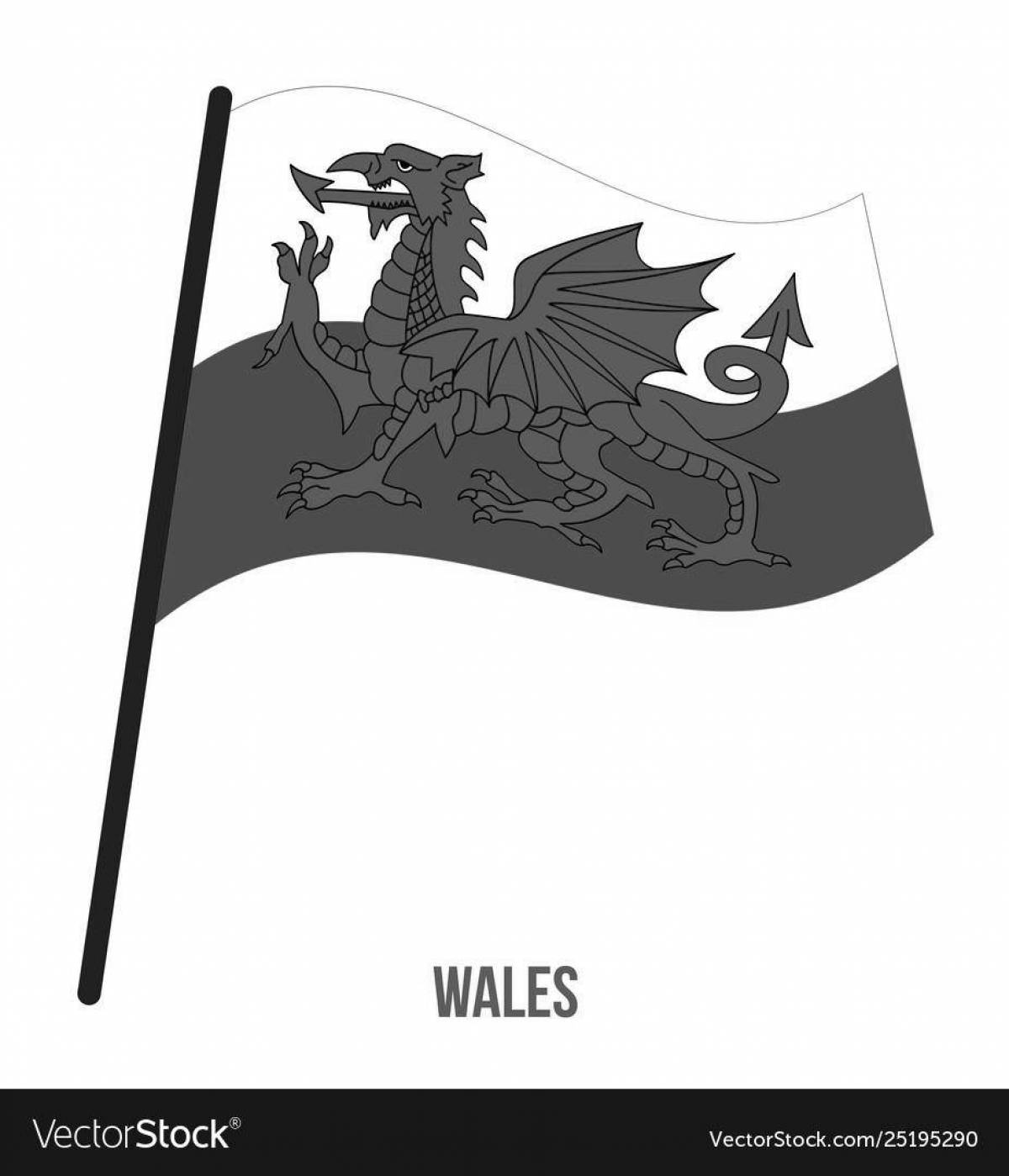 Exquisite wales flag coloring page