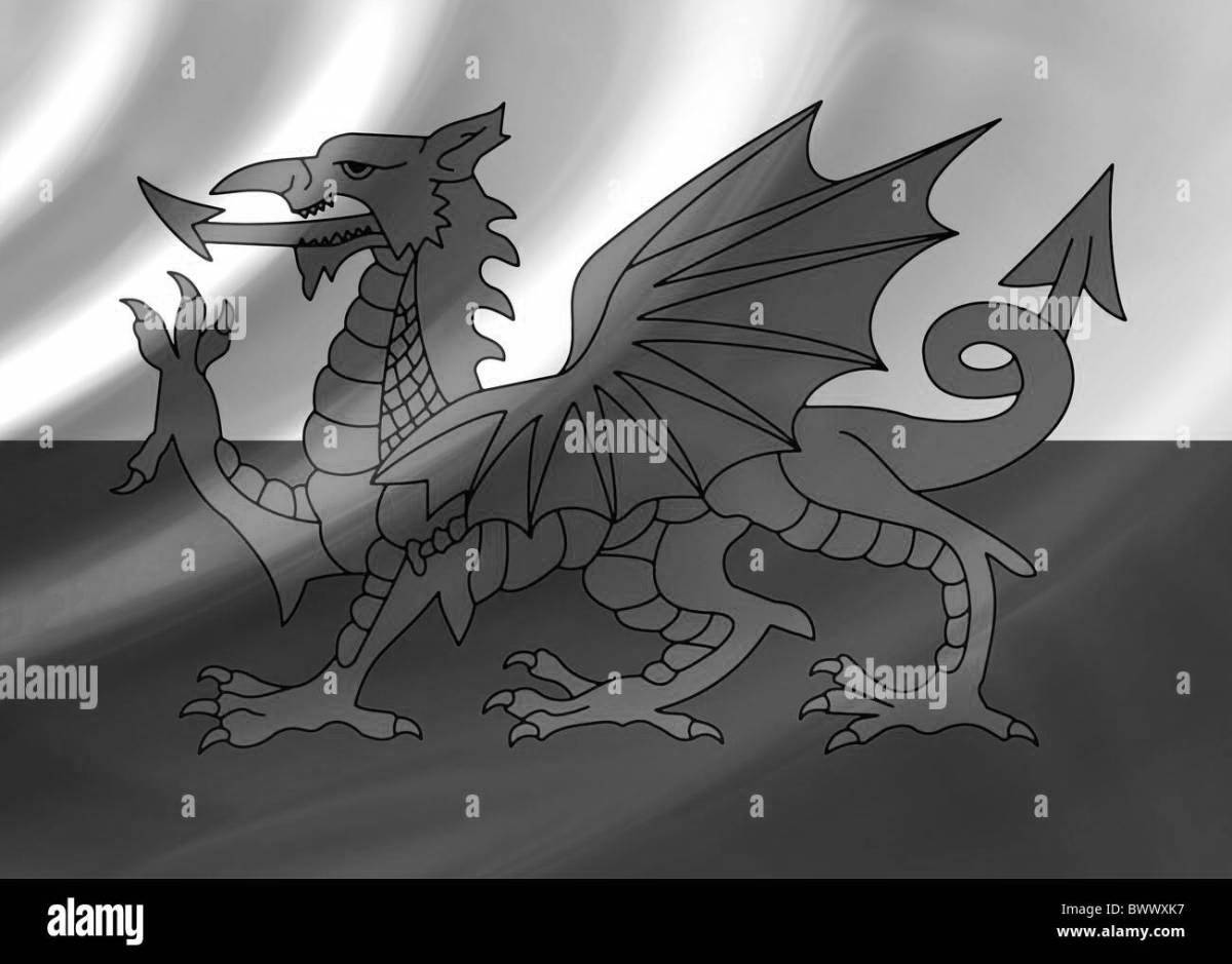 Coloring page fat flag of wales