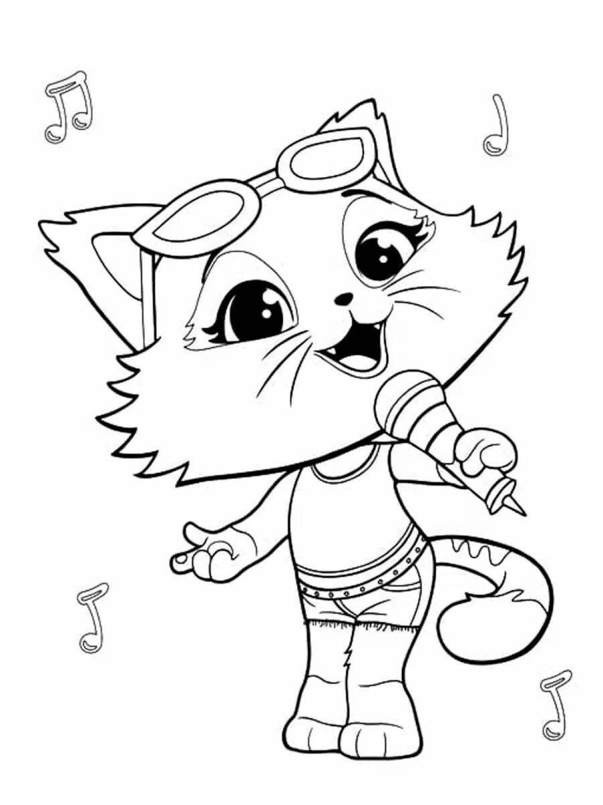 Colorful mrr meow coloring page