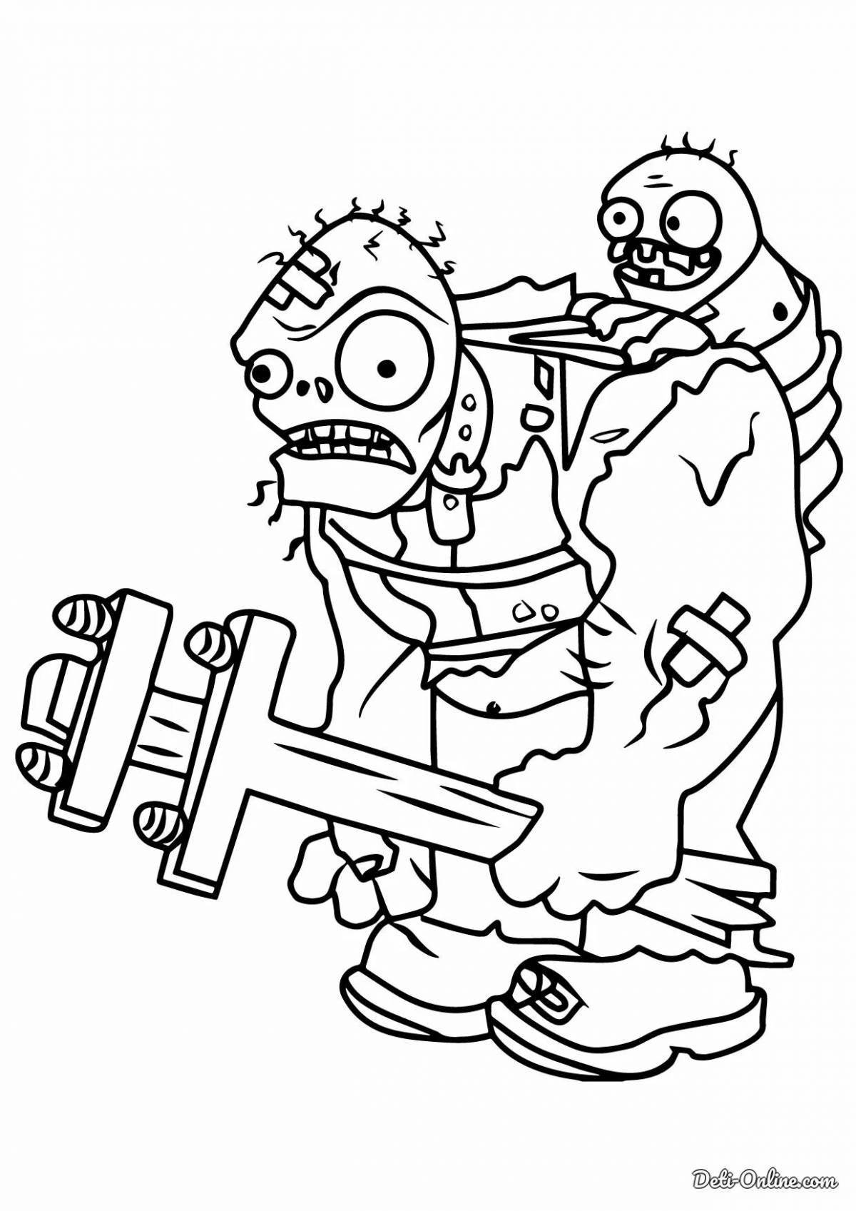 Colorful zombie catcher coloring page