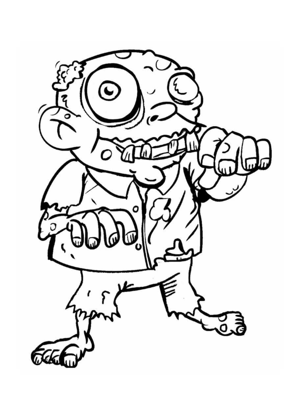Mysterious zombie catcher coloring page