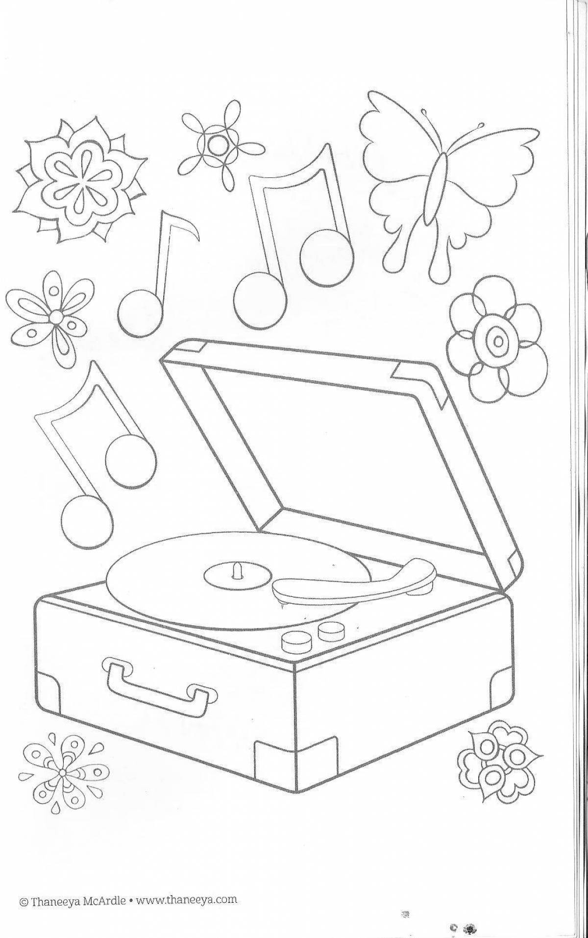 Color-explosion music center coloring page