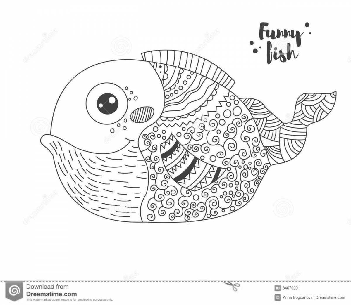 Анимированная страница раскраски рыбы-мандаринки