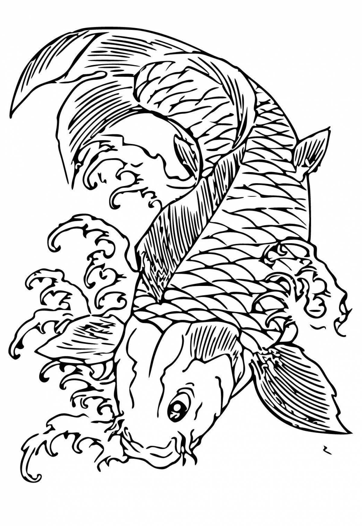 Adorable mandarin fish coloring page