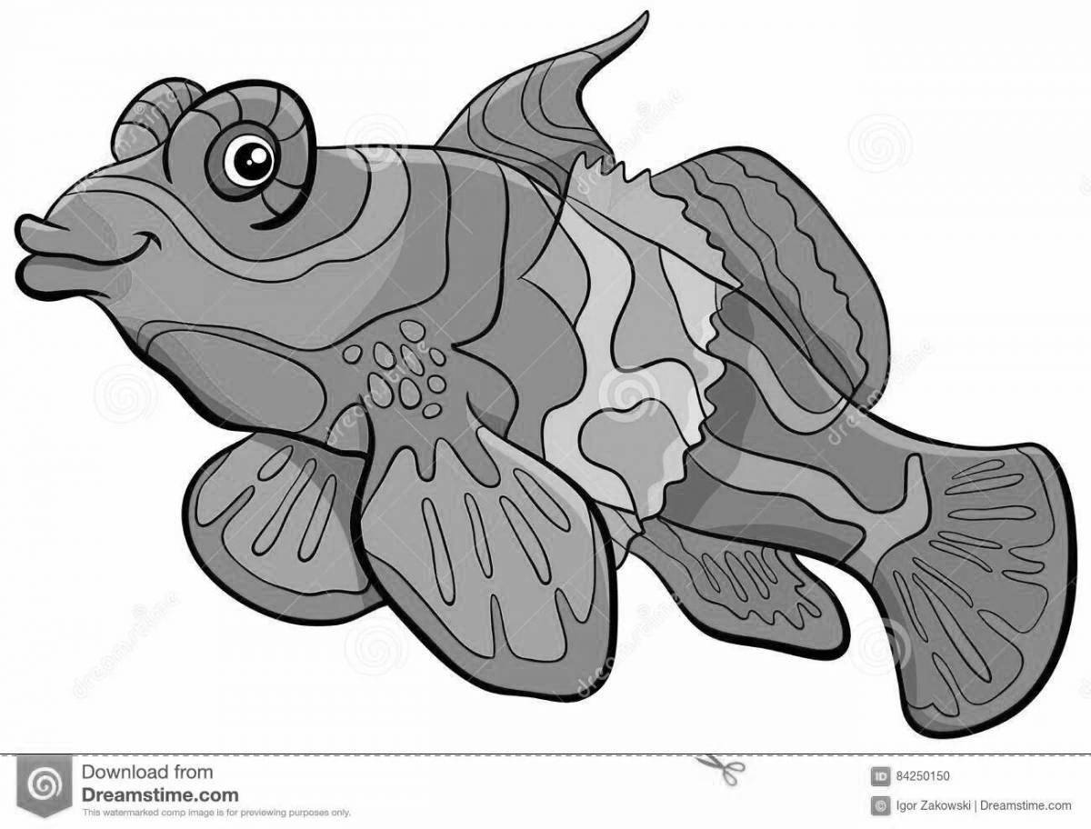 Удивительная страница раскраски рыбы-мандаринки