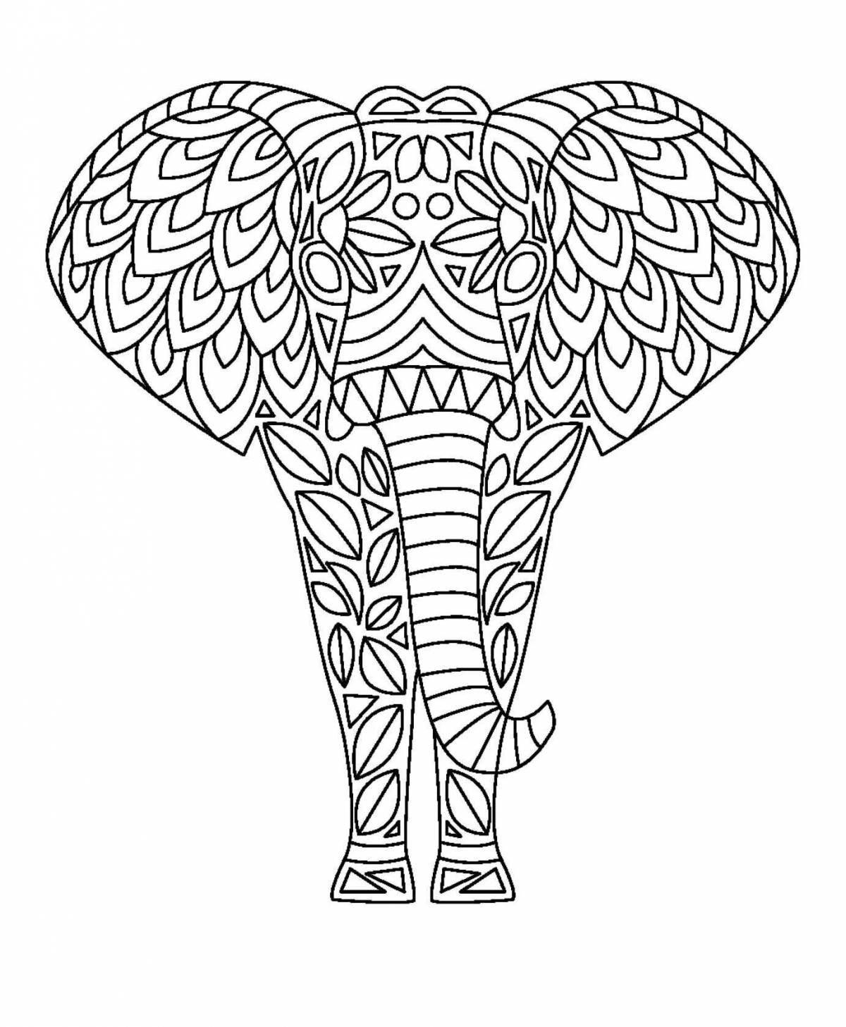 Joyful coloring anti-stress elephant