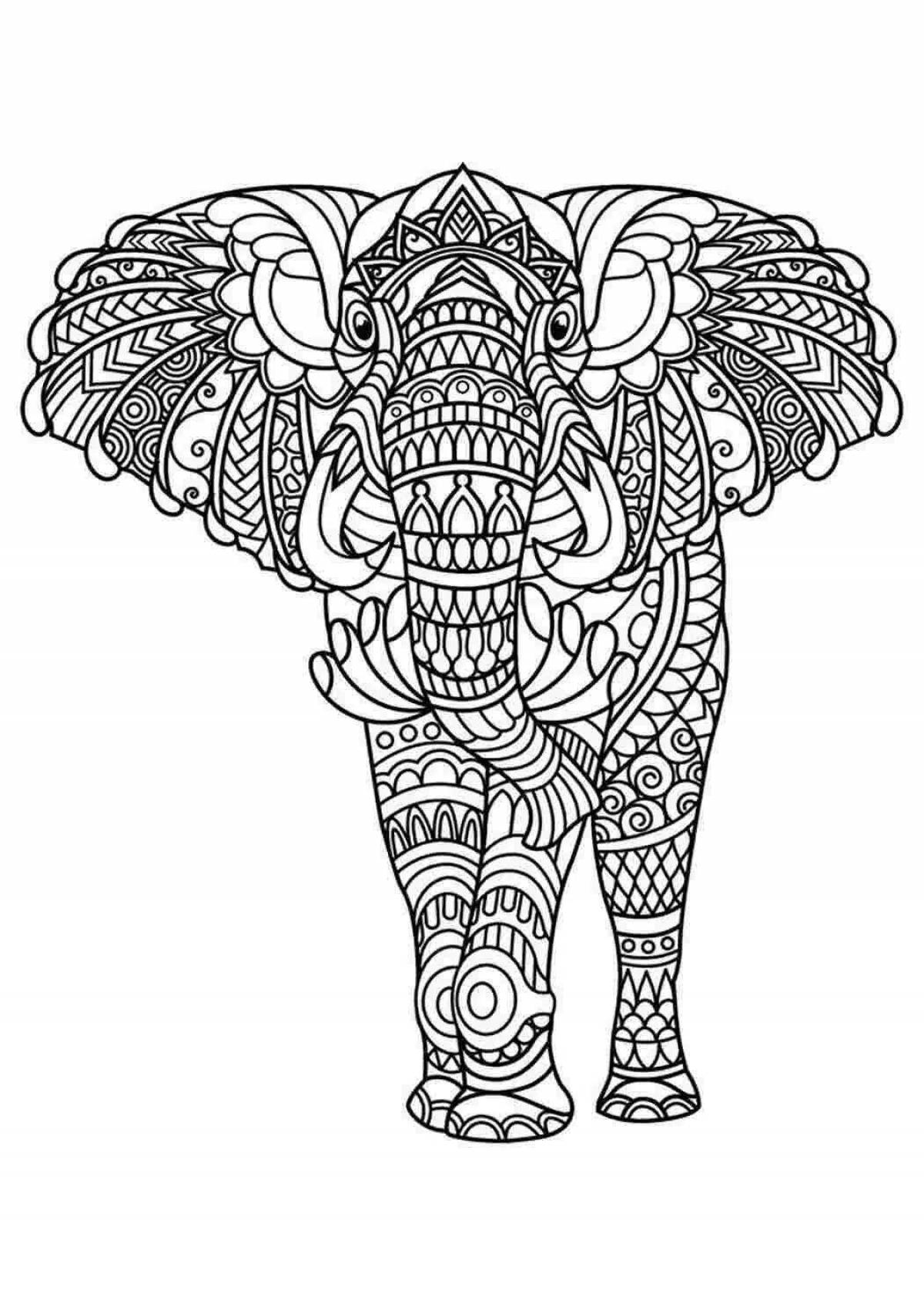 Восхитительная раскраска антистрессовый слон