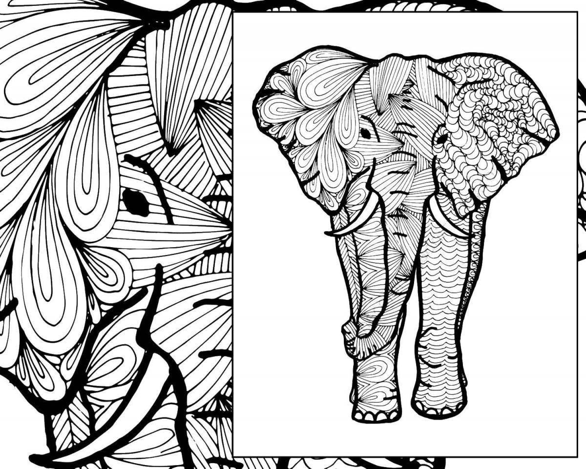 Потрясающая раскраска антистрессовый слон