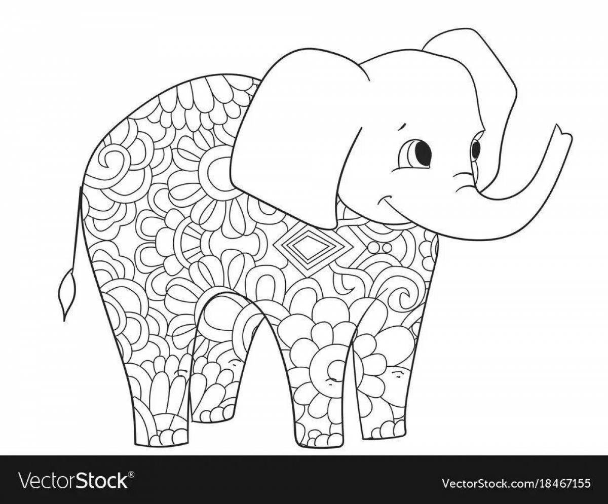 Красивая раскраска антистрессовый слон