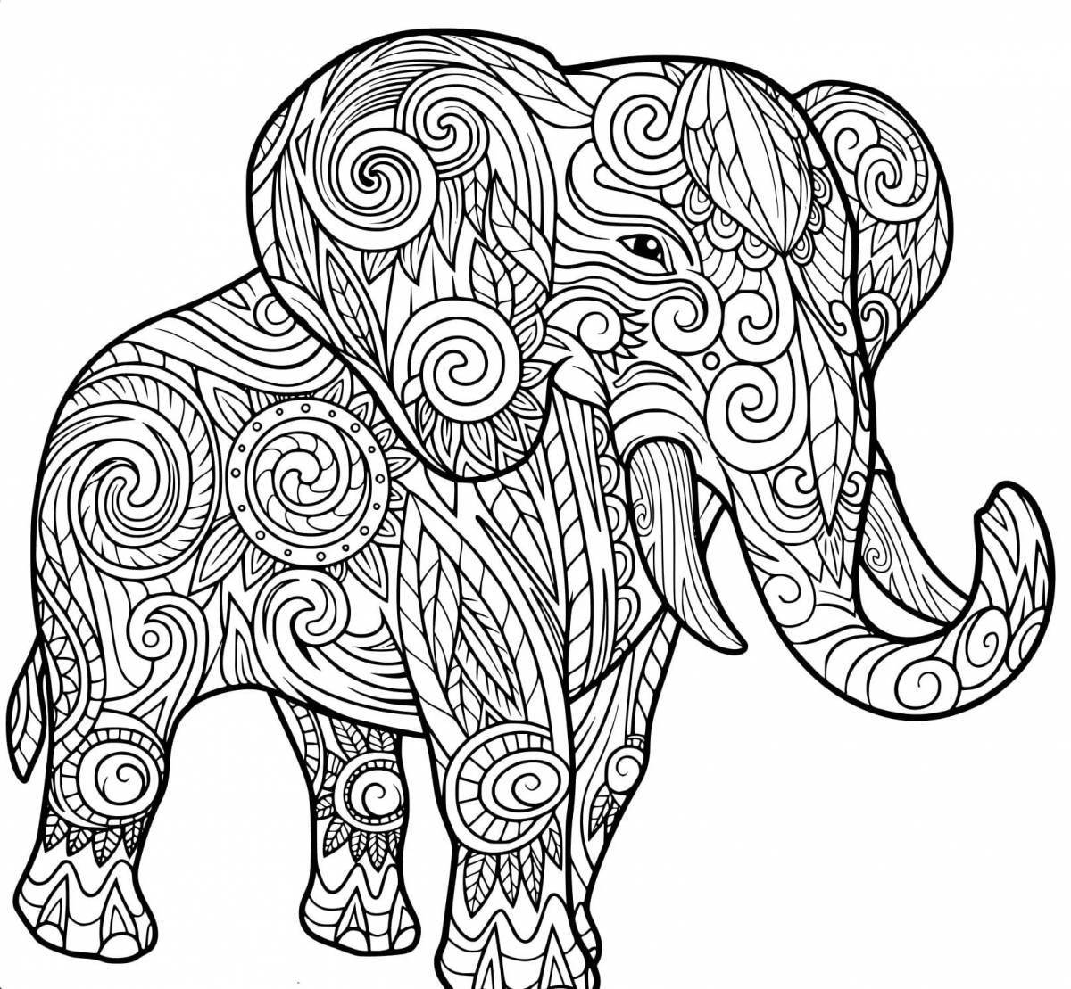Элегантная раскраска антистрессовый слон