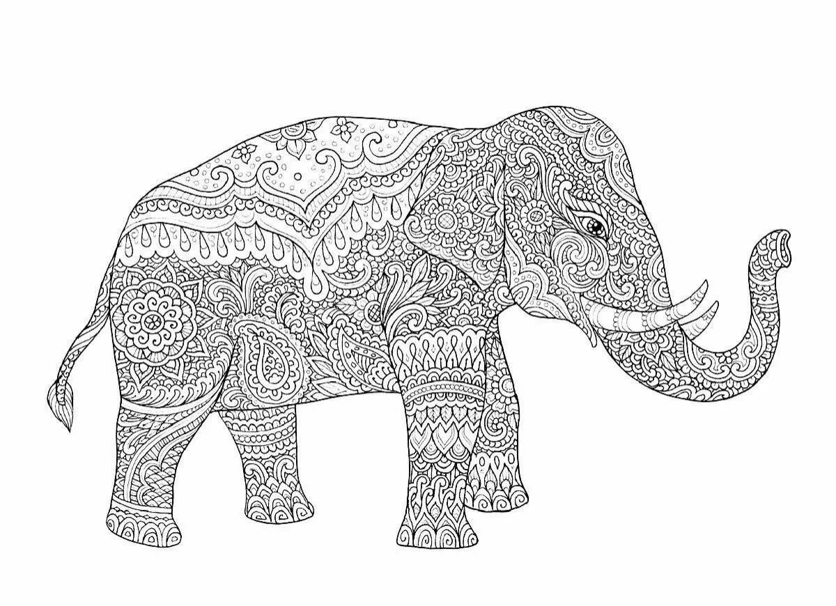 Удивительная раскраска антистрессовый слон