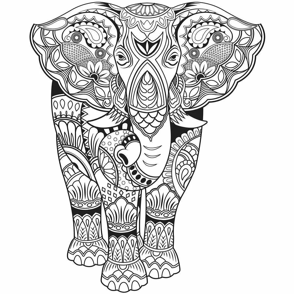 Wonderful coloring anti-stress elephant