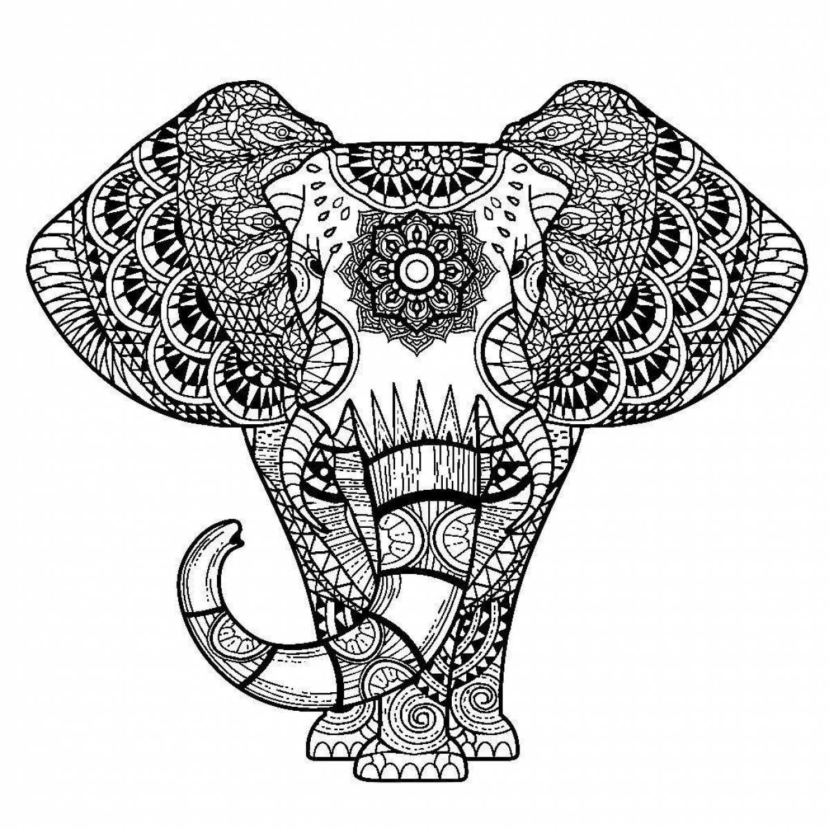 Incredible anti-stress elephant coloring book