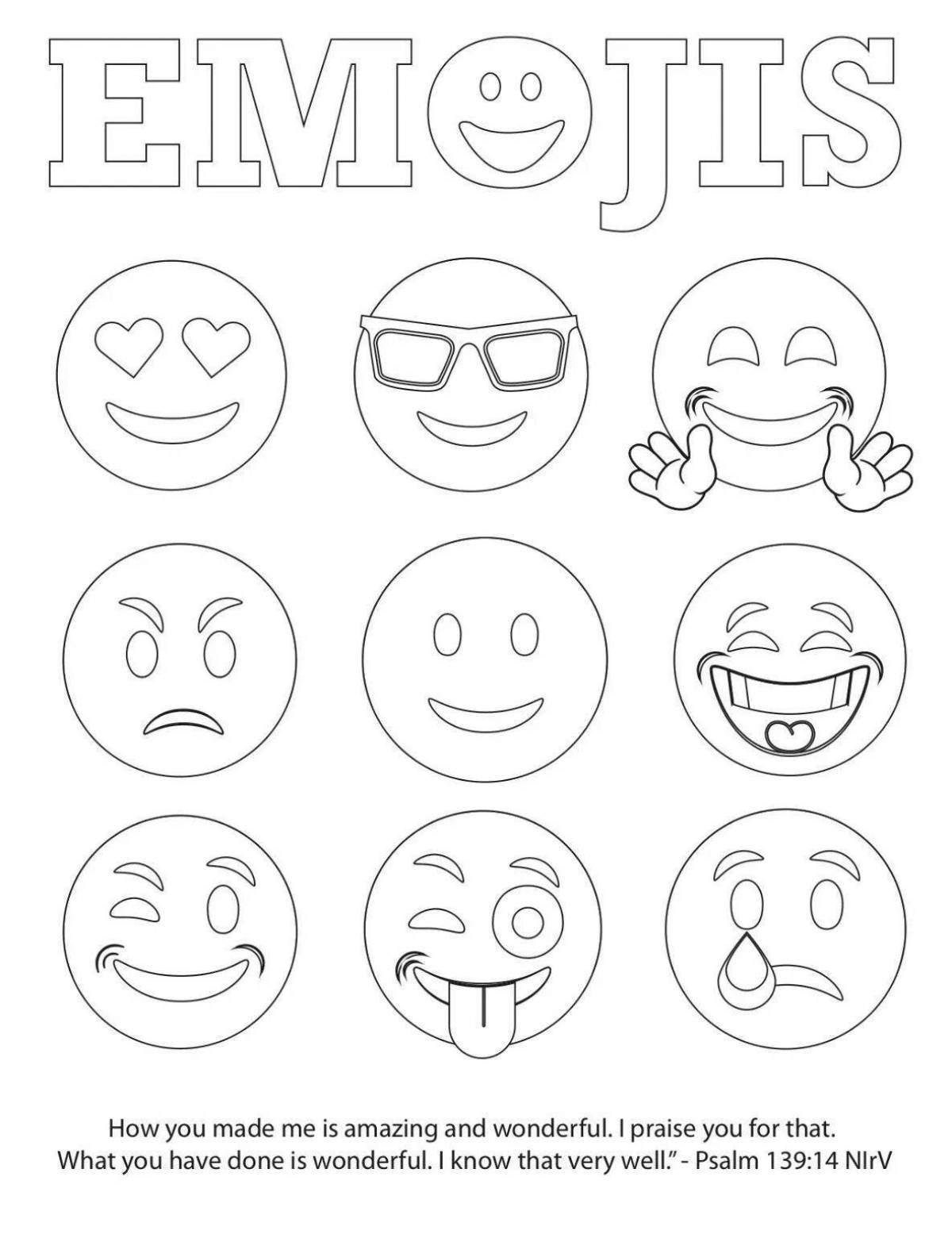 Fun coloring page emoji emoticons