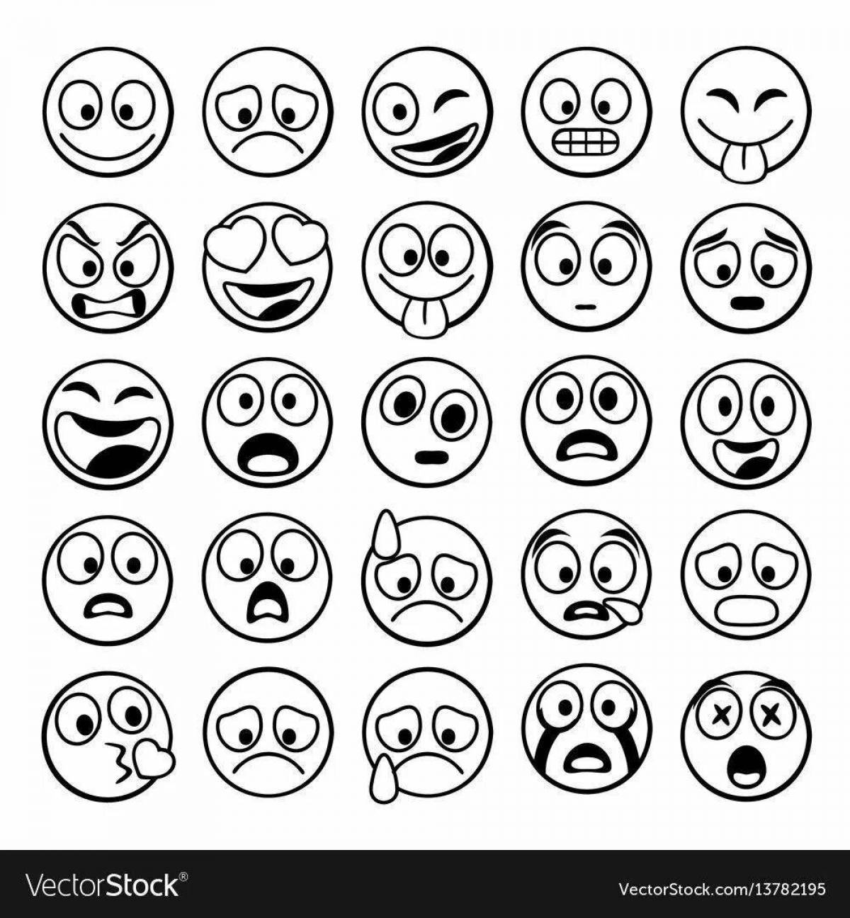 Charming coloring emoji emoticons