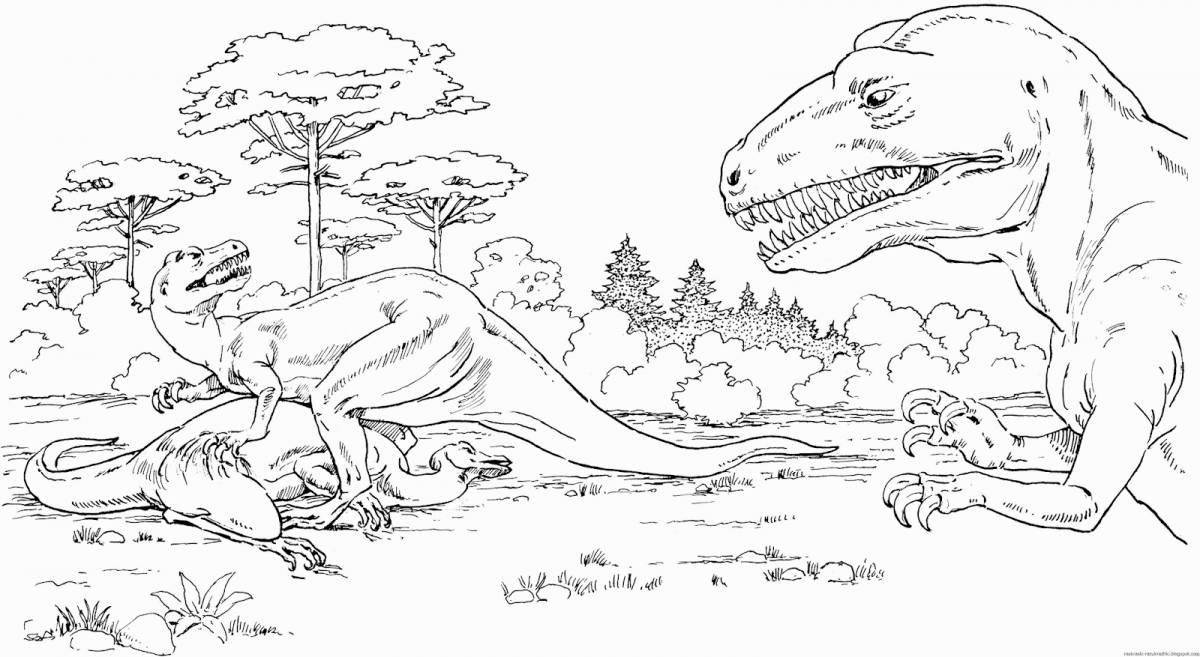 Создание битвы с цветущим динозавром