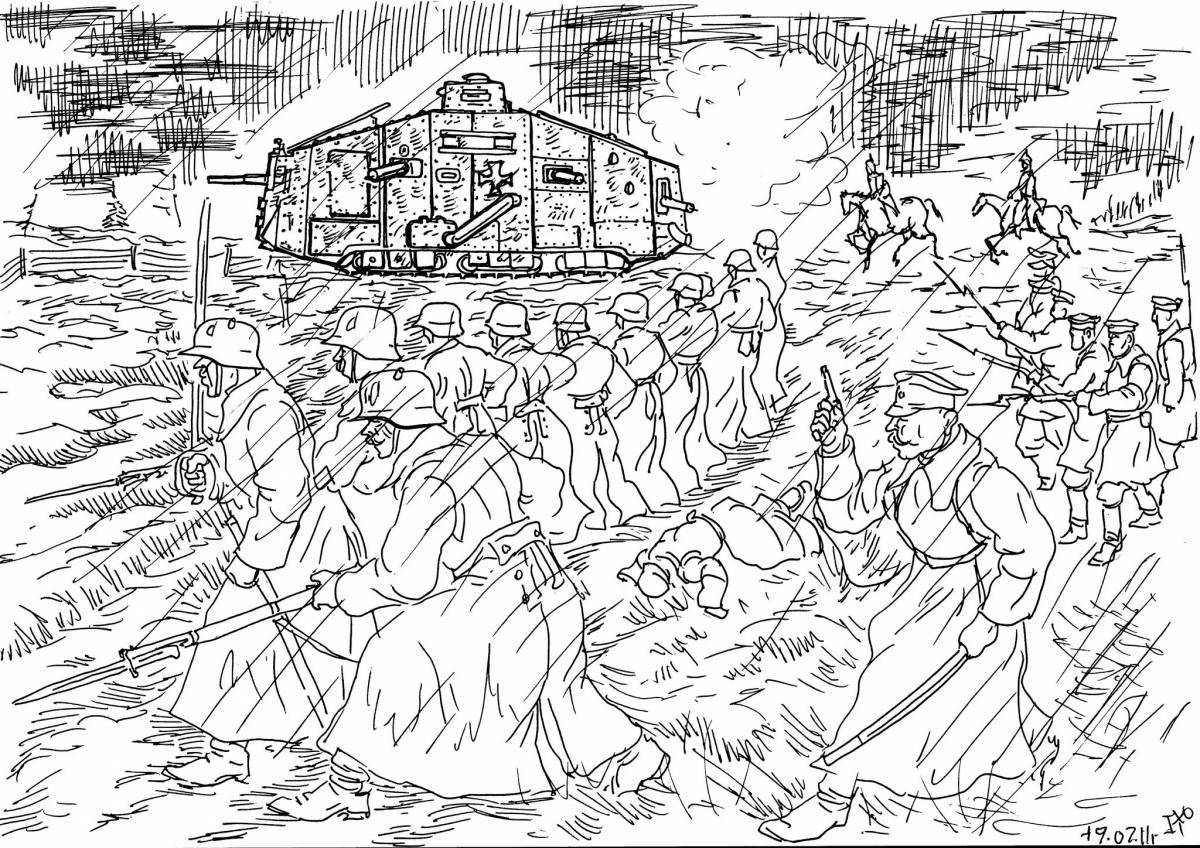 Coloring book dramatic Stalingrad war