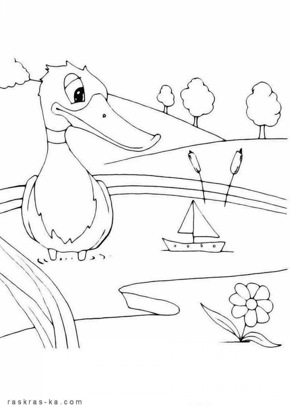 Colorful duck coloring page