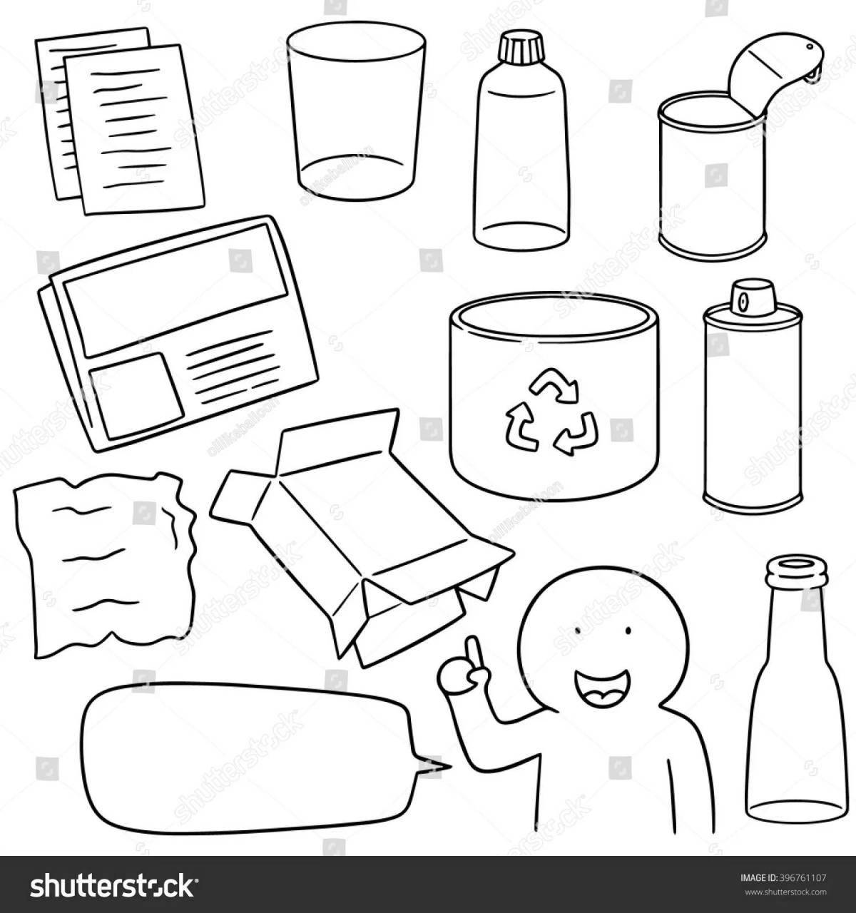Bright garbage sorting coloring page