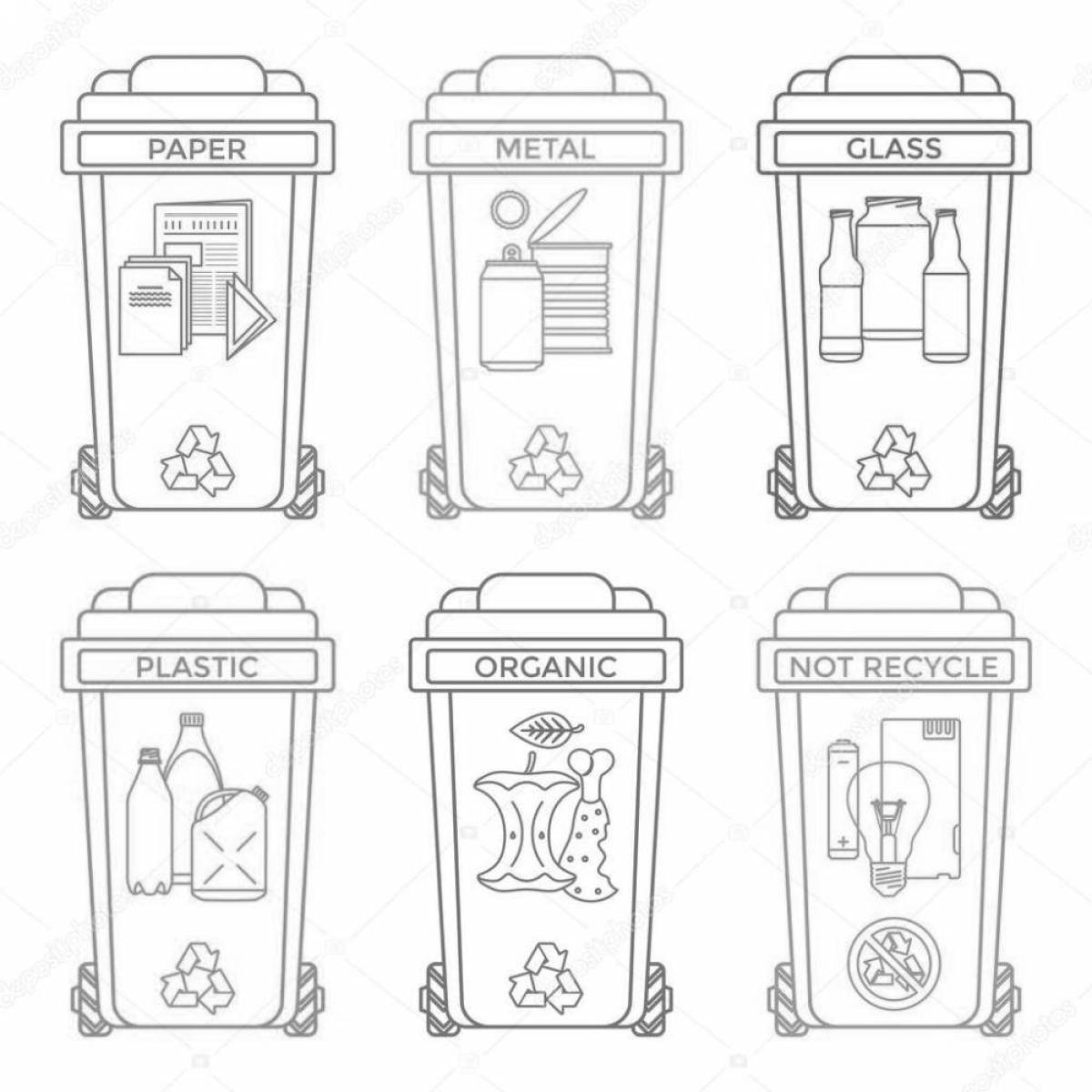 Раскраска «сортировка мусора»