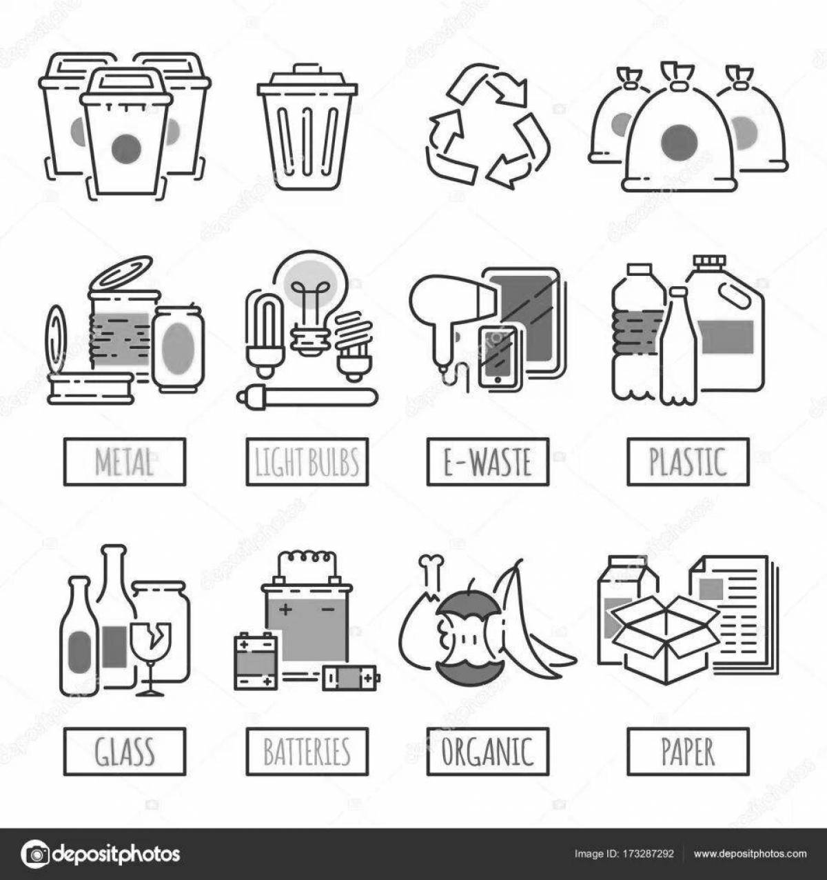 Fun sorting garbage coloring page