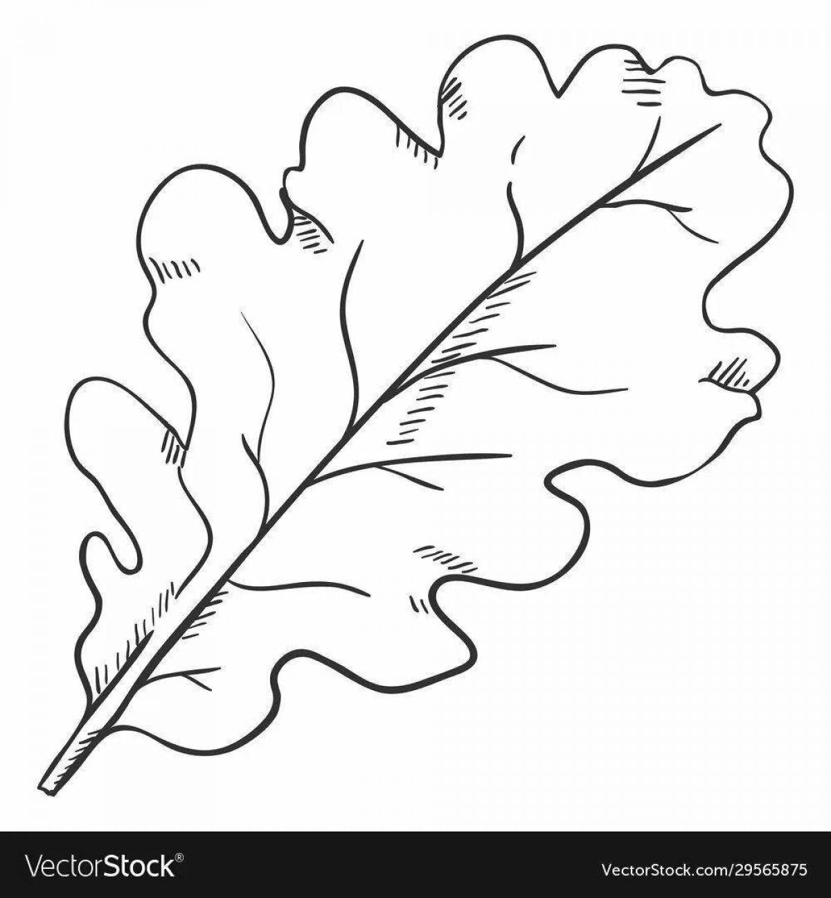 Coloring book brilliantly painted oak leaf