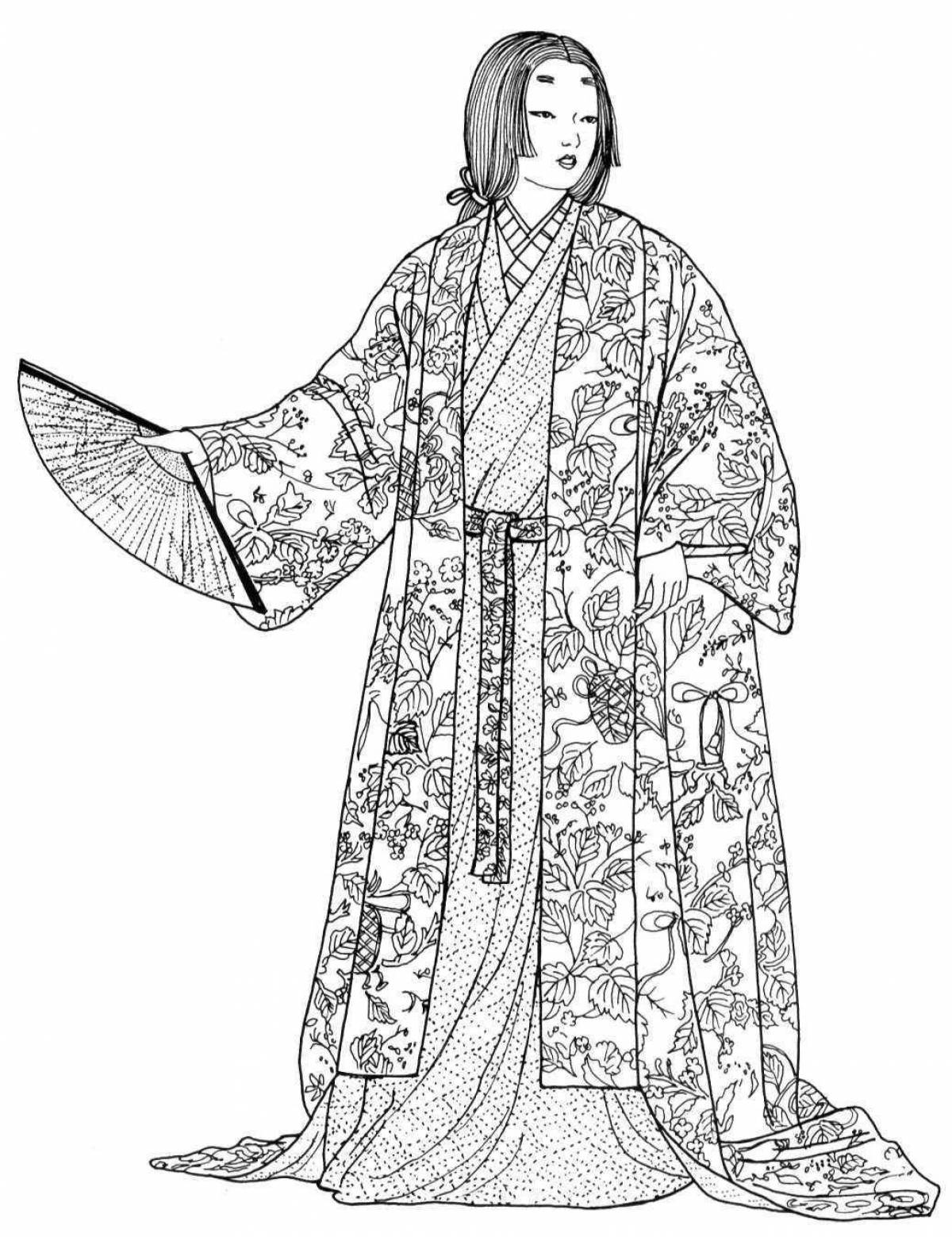Fine Japanese clothing coloring page