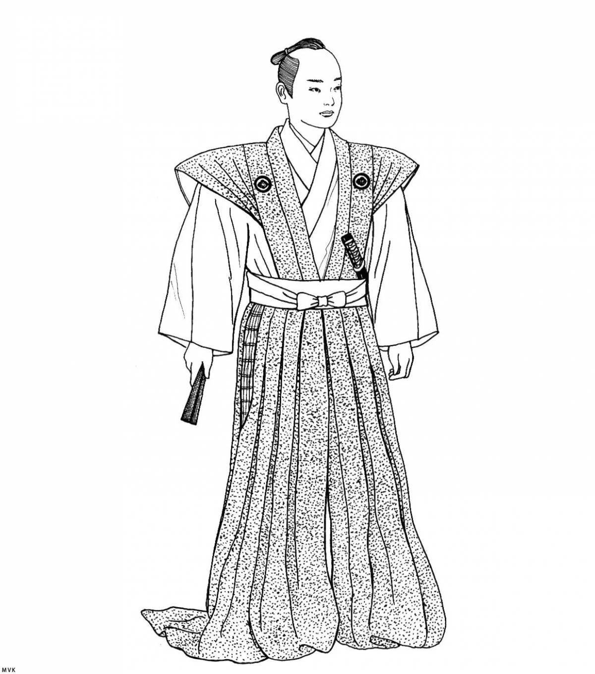 Coloring page dazzling Japanese clothes