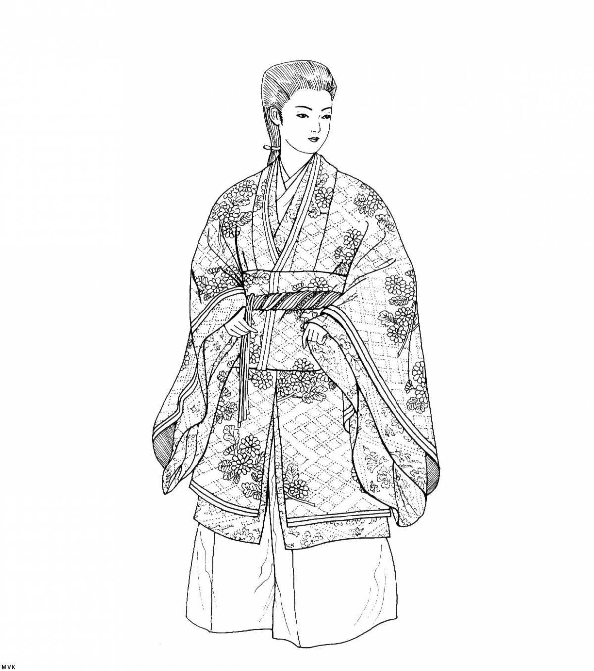 Awesome Japanese clothing coloring page