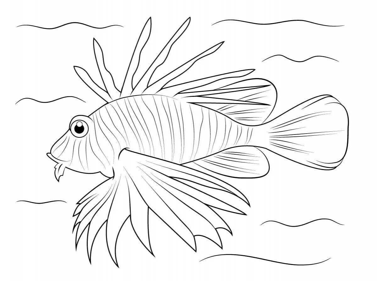 Colorful sea fish coloring page