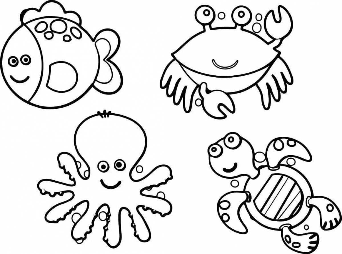 Colorful aquatic life coloring page