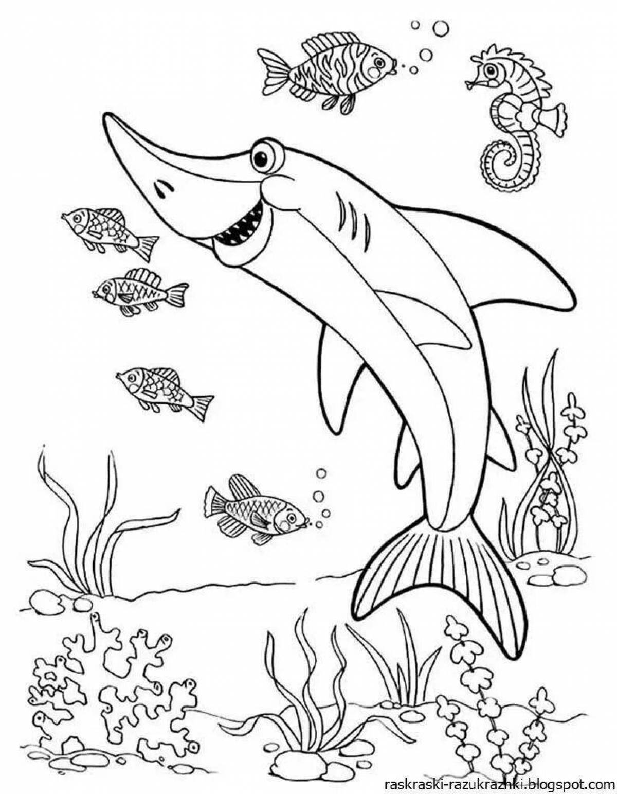 Playful aquatic coloring page