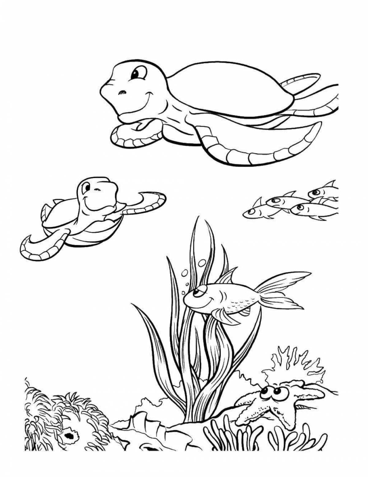 Animated aquatic life coloring page