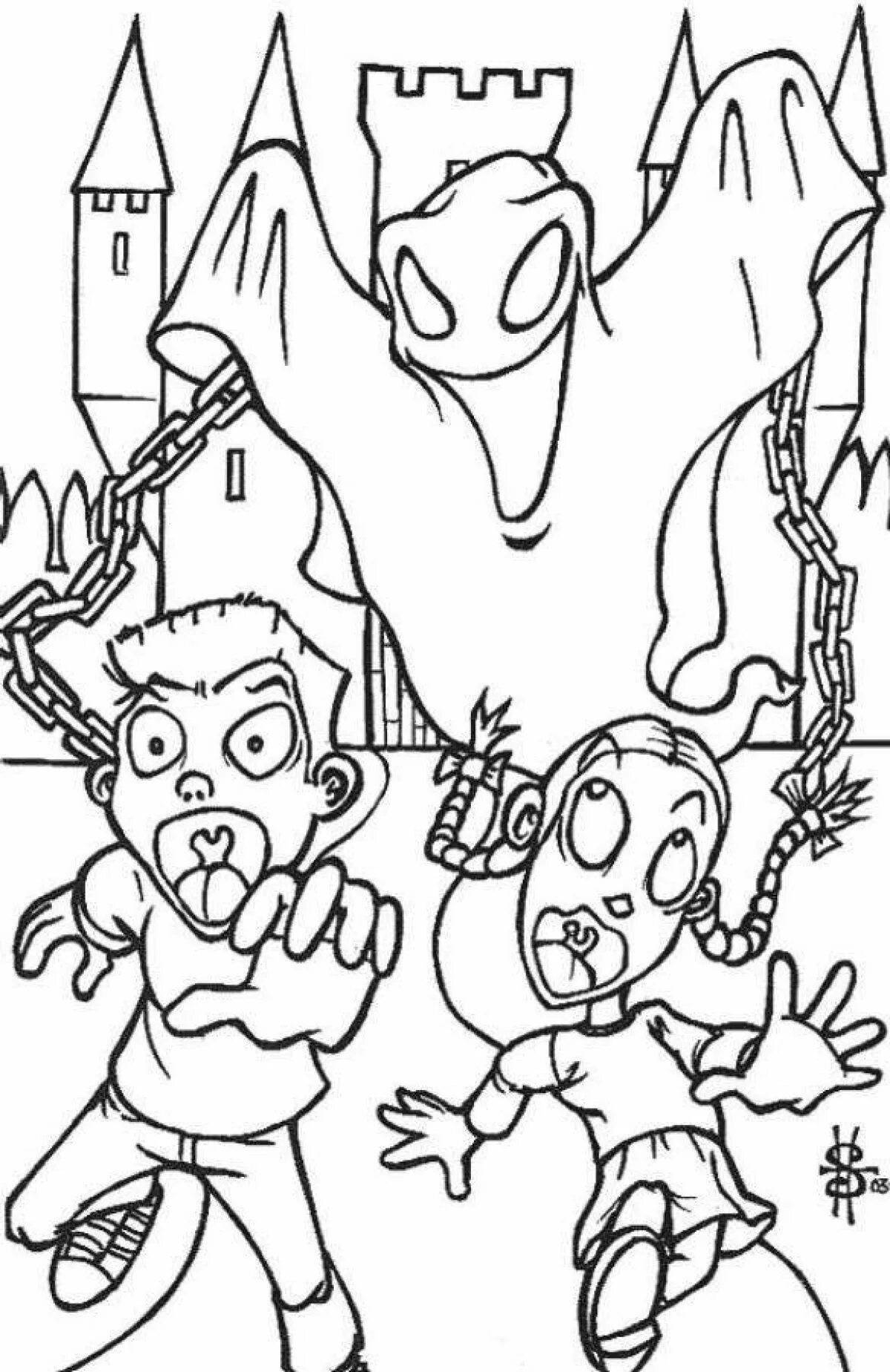 Coloring book creepy scary child